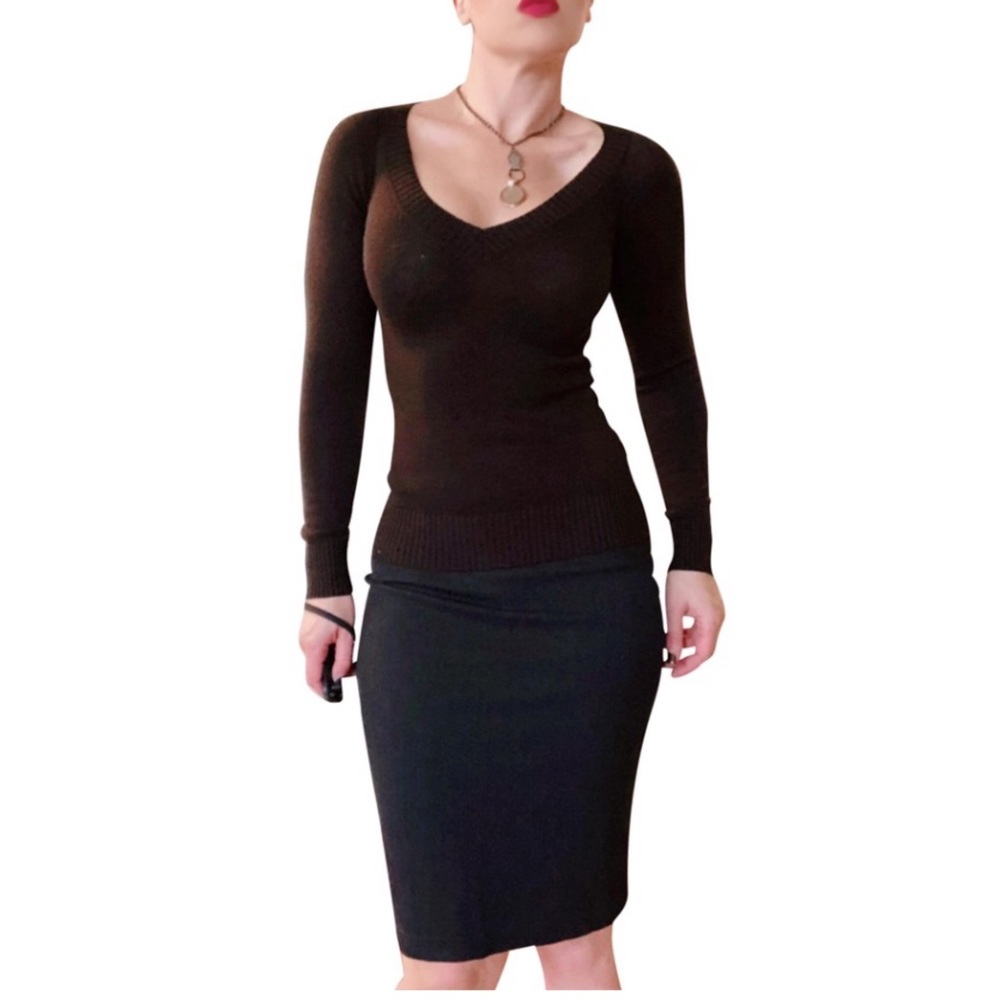 Dolce & Gabanna Brown V Neck Sweater SZ 2 4
